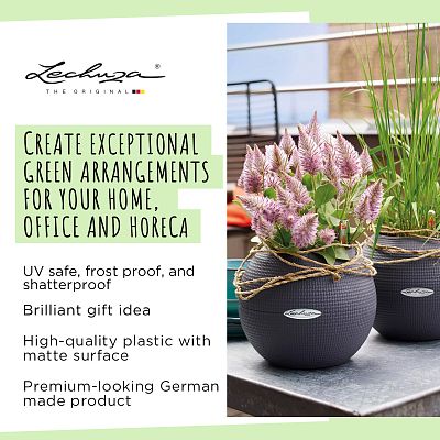 LECHUZA PURO Color Round Poly Resin Self-watering Planter