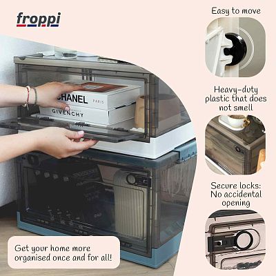 Collapsible Hard Plastic Multi-purpose Storage Box for Toys, Shoes, Clothes by Froppi