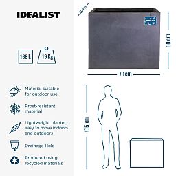 IDEALIST Lite Contemporary Light Concrete Trough Planter