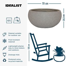 IDEALIST Lite Textured Concrete Effect Bowl Outdoor Planter