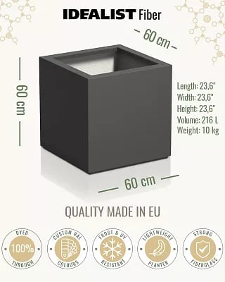 PURE Cube Outdoor Fiberglass Planter