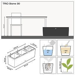 LECHUZA TRIO Stone Trough Poly Resin Self-watering Planter