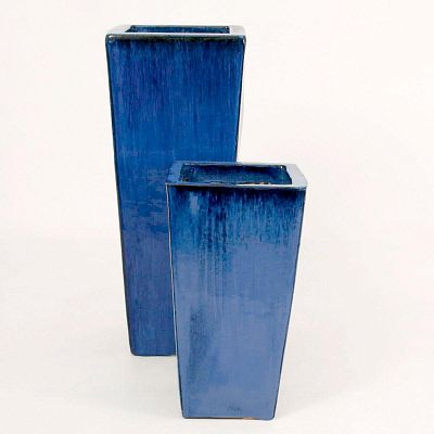Ceramic Square Tall Glossy Planter Pot In/Out