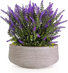 IDEALIST Lite Large Ribbed Light Concrete Bowl Planter