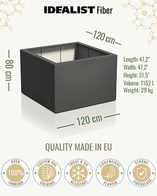 PURE Low Cube Outdoor Fiberglass Planter