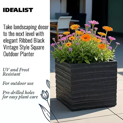 IDEALIST Lite Straw Ribbed Square Outdoor Planter