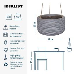 IDEALIST Lite Wave Style Table and Hanging Cylinder Round Plant Pot Dual Use Indoor Planter