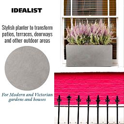 IDEALIST Lite Contemporary Light Concrete Trough Planter Set