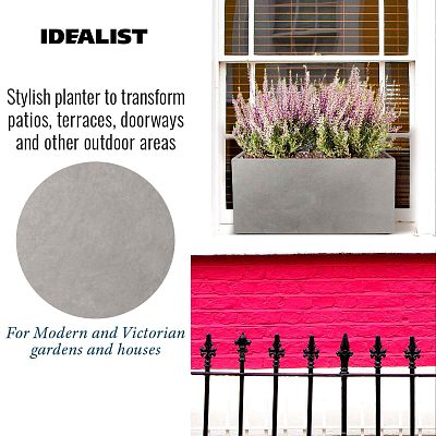 IDEALIST Lite Contemporary Light Concrete Trough Planter
