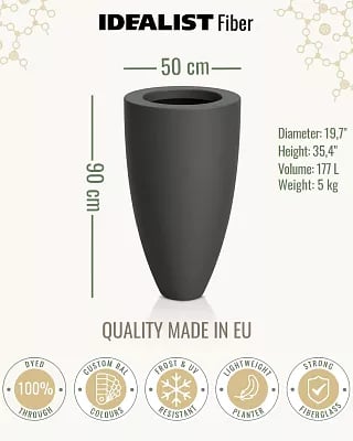 INTRO Tall Round Outdoor Fibreglass Planter