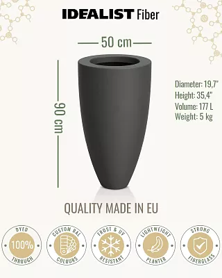 INTRO Tall Round Outdoor Fibreglass Planter