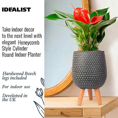 IDEALIST Lite Honeycomb Style Egg Planter on Legs, Round Pot Plant Stand Indoor