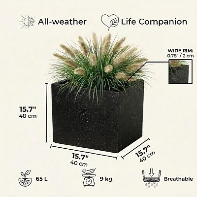 IDEALIST Lite Square Box Contemporary Marble Light Concrete Planter