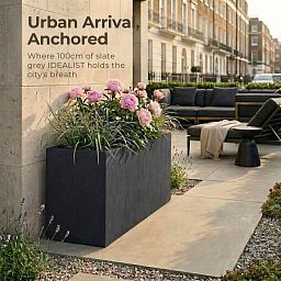 IDEALIST Lite Contemporary Light Concrete High Trough Planter