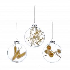 Christmas Tree Baubles Glass Balls with Dried Flowers