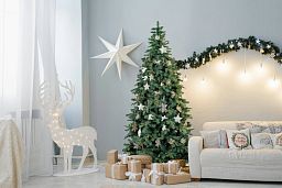 XMMS Swansea Artificial Christmas Tree with Tree Skirt & Cotton Gloves Real Touch Mixed Pine and Fir