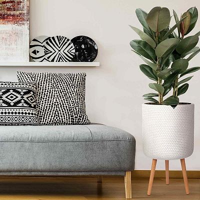 IDEALIST Lite Honeycomb Style Cylinder Planter on Legs, Round Pot Plant Stand Indoor