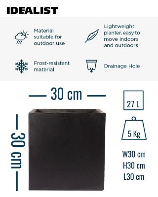 IDEALIST Lite Square Box Contemporary Light Concrete Planter