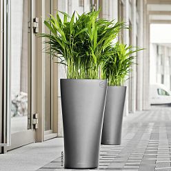 LECHUZA Delta Round Tall Poly Resin Self-watering Planter