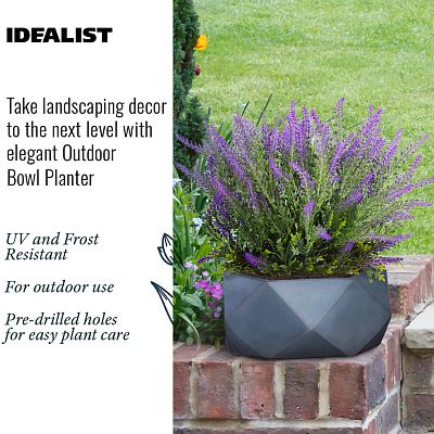 IDEALIST Lite Faceted Effect Bowl Planter Indoor Plant Pot