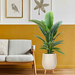 IDEALIST Lite Plaited Style Egg Planter on Legs, Round Pot Plant Stand Indoor