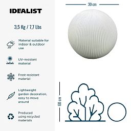 IDEALIST Lite Vertical Ribbed Outdoor Garden Decorative Ball