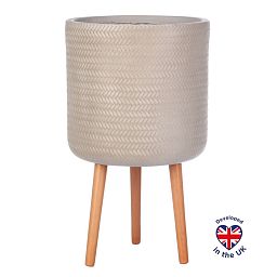 IDEALIST Lite Plaited Style Cylinder Planter on Legs, Round Pot Plant Stand Indoor