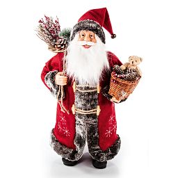 Christmas Santa Figurine Standing with Basket