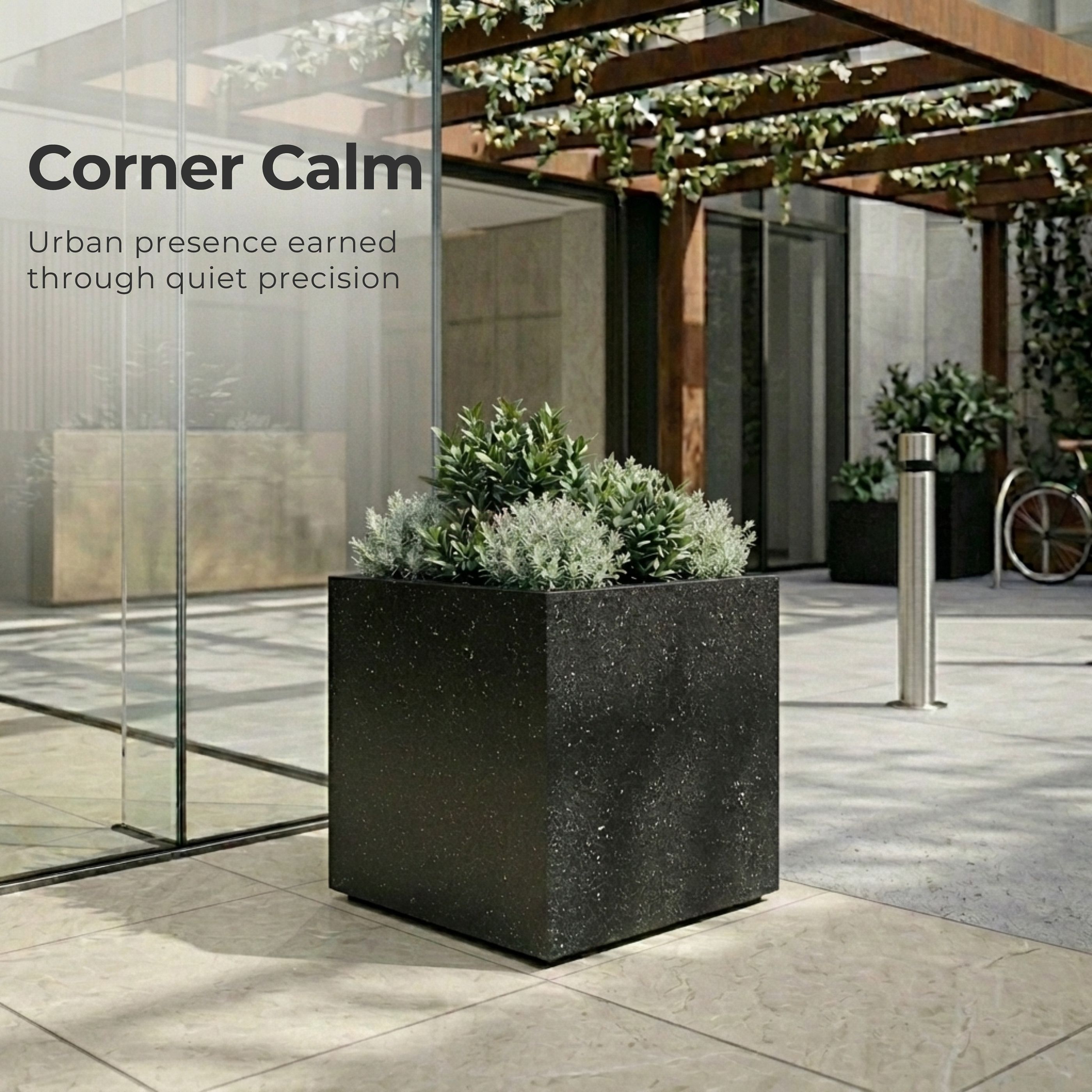 IDEALIST Lite Square Box Contemporary Marble Light Concrete Planter