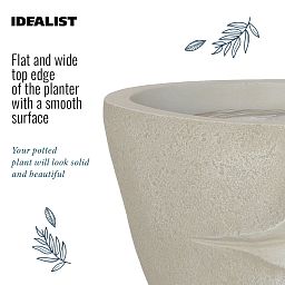 IDEALIST Lite Textured Concrete Effect Oval Face Outdoor Plant Pot with Lips