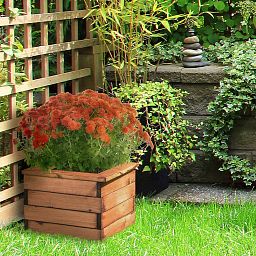 Rustic Scandinavian Redwood Square Outdoor Planter Made in UK by HORTICO