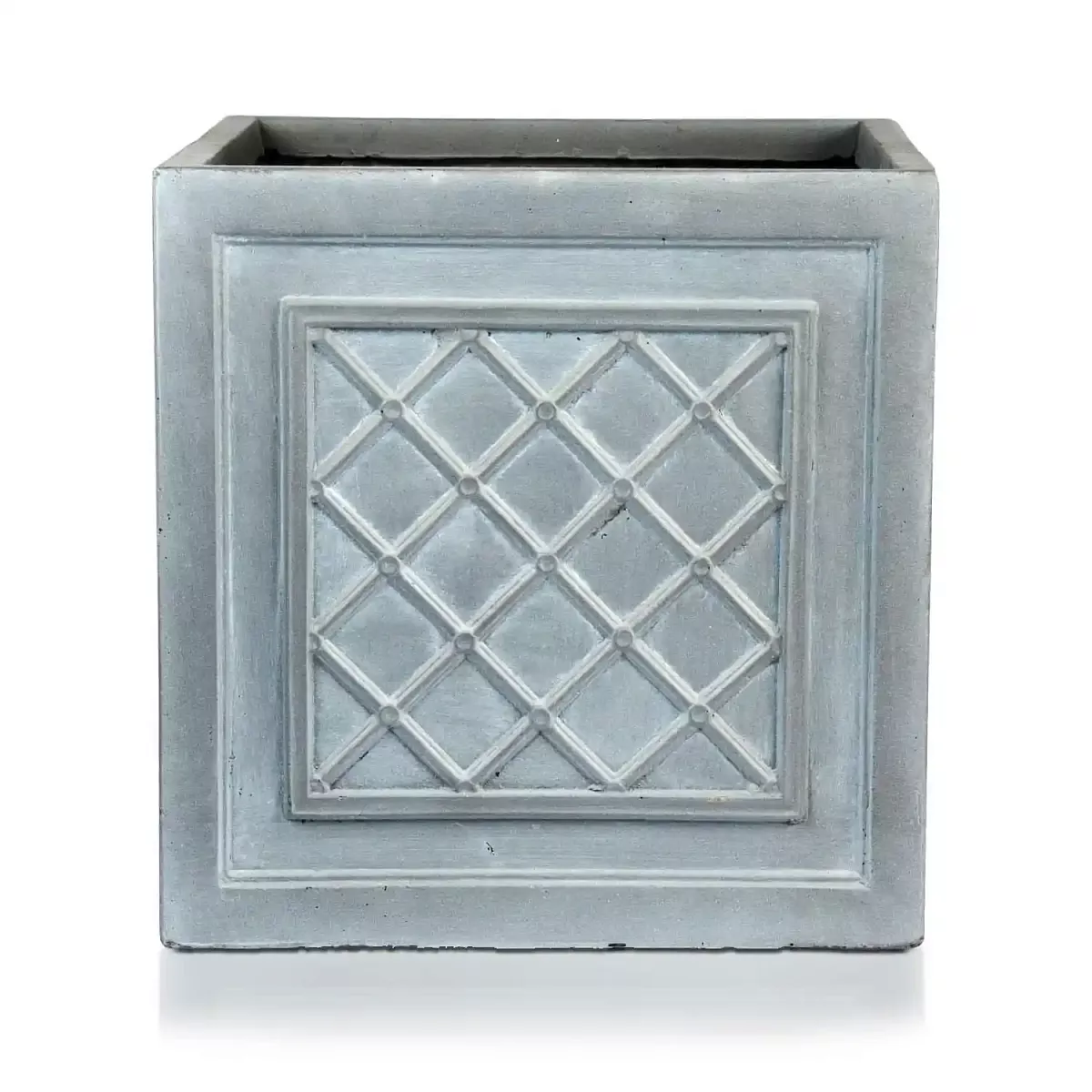 IDEALIST Lite Faux Lead Lattice Planter Light Concrete Square Box