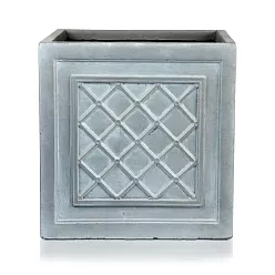IDEALIST Lite Faux Lead Lattice Planter Light Concrete Square Box