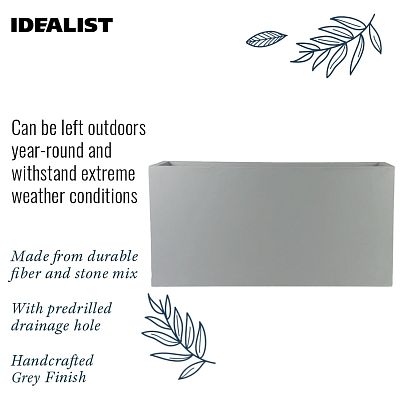 IDEALIST Lite Contemporary Light Concrete Trough Planter Set