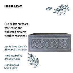 IDEALIST Lite Window Box Faux Lead Lattice Grey Light Stone Planter