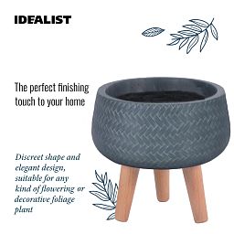 IDEALIST Lite Plaited Style Bowl Planter on Legs, Round Pot Plant Stand Indoor