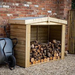 Outdoor Wooden Overlap Presssure Treated Apex Log Store by Forest Garden