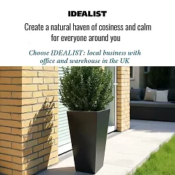 Set of IDEALIST Lite Light Concrete Garden Tall Planters, Outdoor Plant Pots with Tapered Shape
