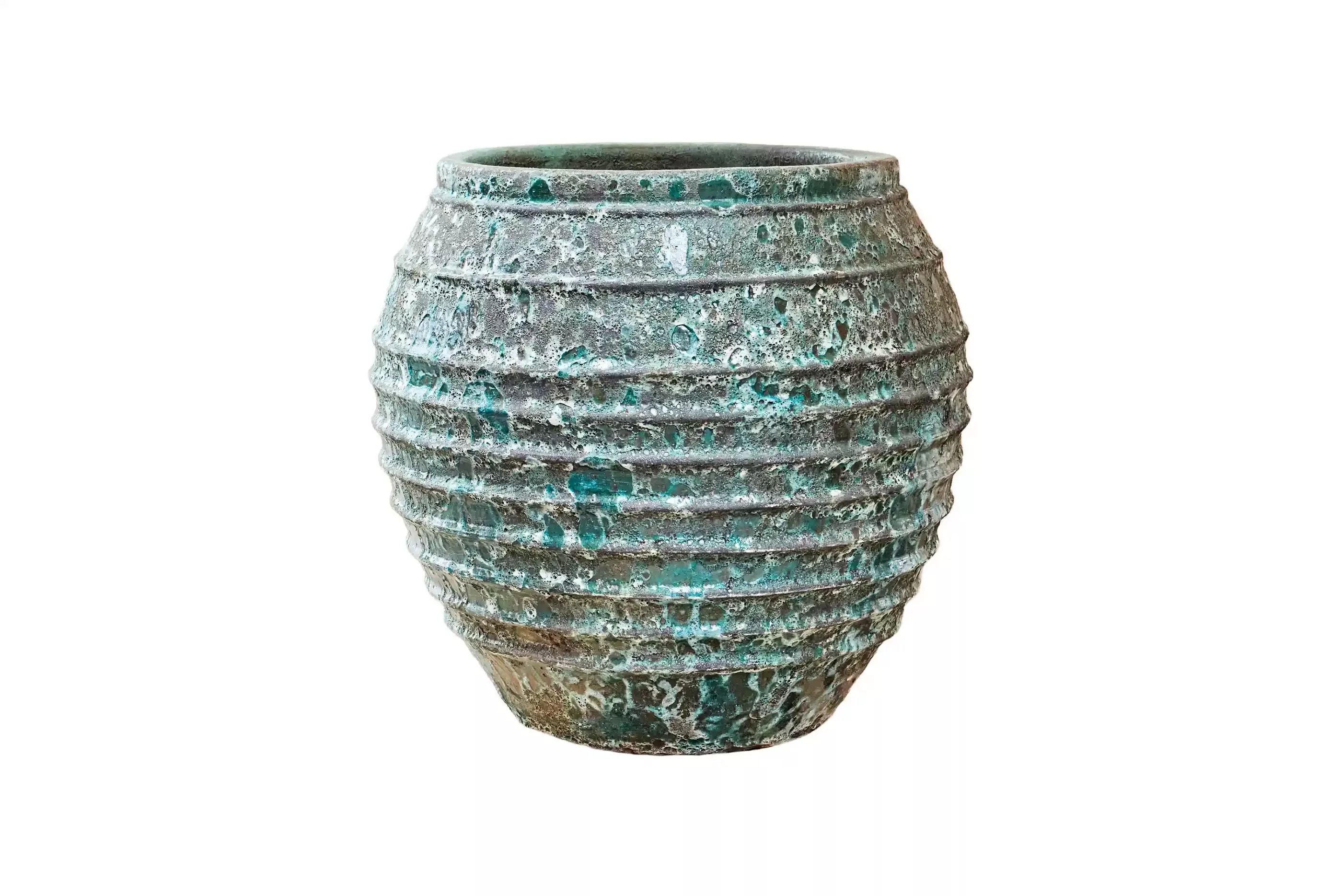 Lava Ceramic Large Ribbed Planter | Indoor and Outdoor Plant Pot