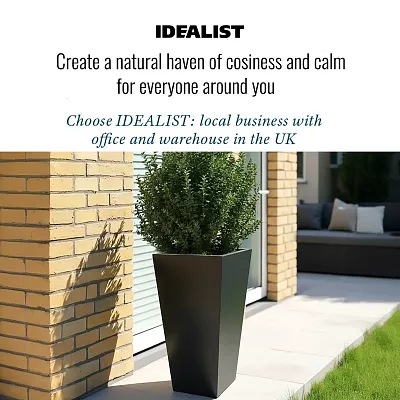 Set of IDEALIST Lite Light Concrete Garden Tall Planters, Outdoor Plant Pots with Tapered Shape