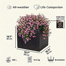 IDEALIST Lite Square Box Contemporary Marble Light Concrete Planter