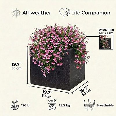 IDEALIST Lite Square Box Contemporary Marble Light Concrete Planter