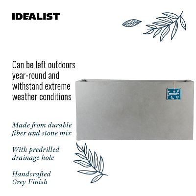 IDEALIST Lite Contemporary Light Concrete High Trough Planter Set