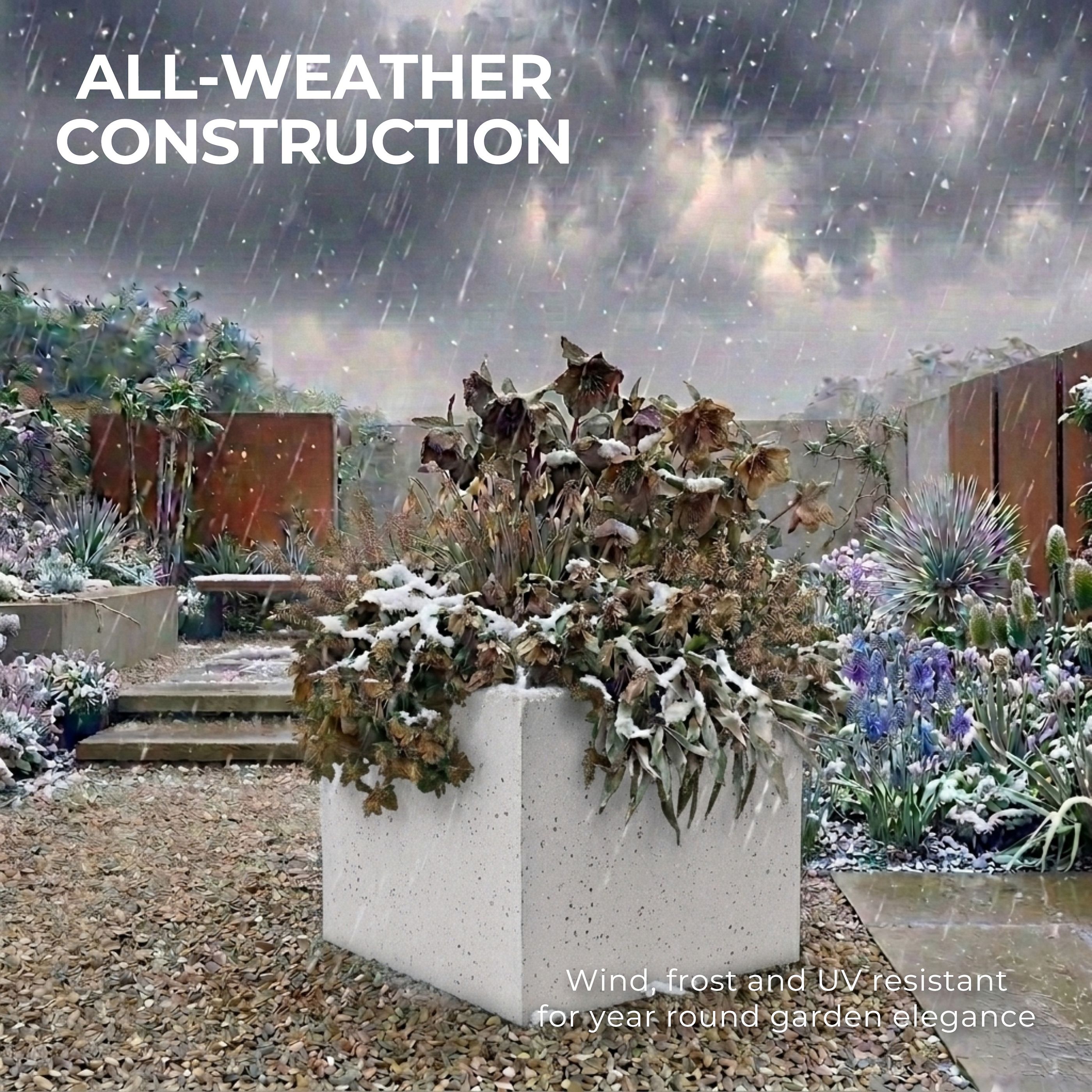 IDEALIST Lite Square Box Contemporary Marble Light Concrete Planter