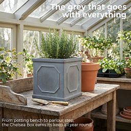 IDEALIST Lite Faux Lead Chelsea Box Square Light Concrete Planter