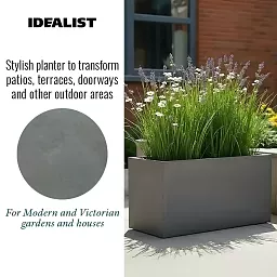 IDEALIST Lite Contemporary Light Concrete High Trough Planter Set