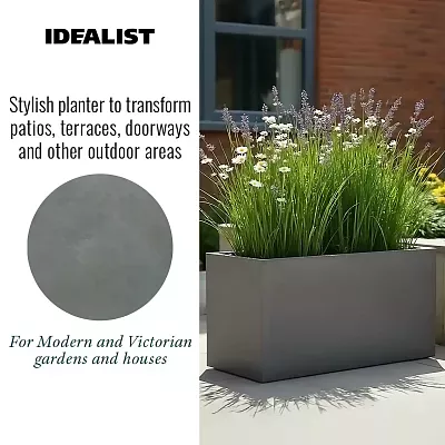 IDEALIST Lite Contemporary Light Concrete High Trough Planter Set