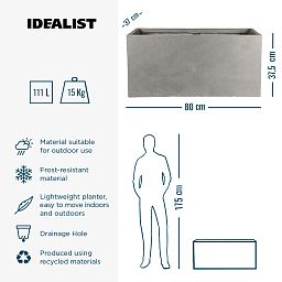 IDEALIST Lite Contemporary Light Concrete Trough Planter