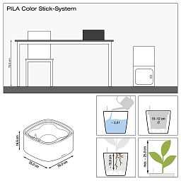 LECHUZA PILA Color Stick Square Poly Resin Self-watering Planter