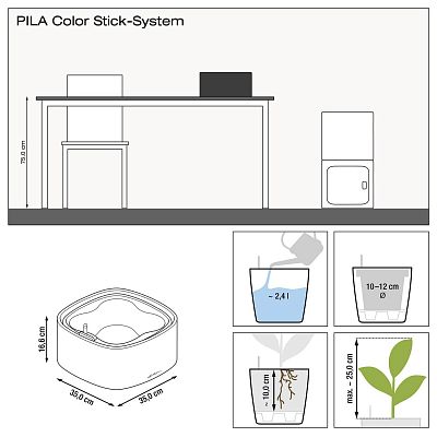 LECHUZA PILA Color Stick Square Poly Resin Self-watering Planter